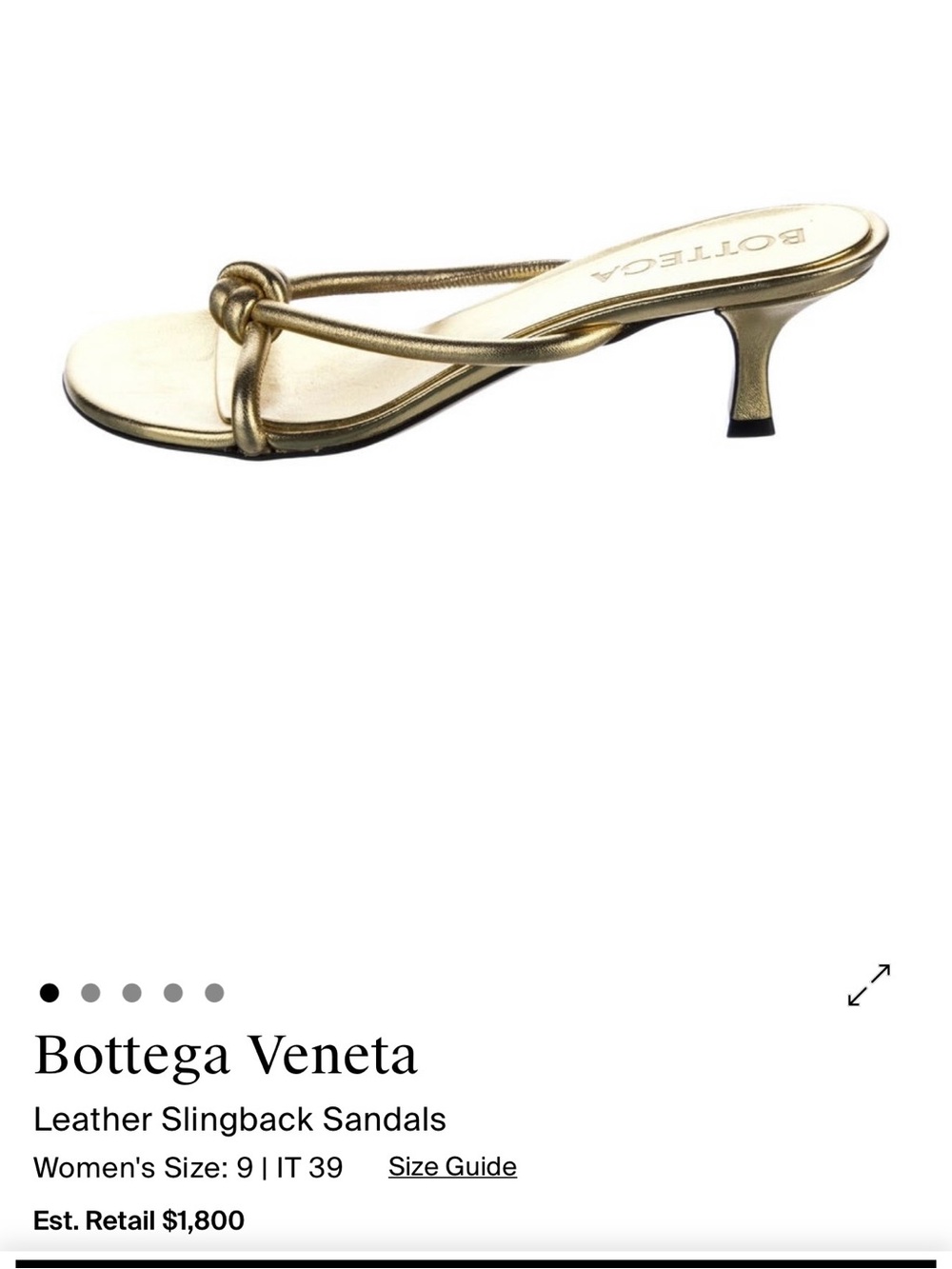 Bottega Veneta Metallic Gold Leather Knot Mules